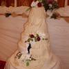 6 Tier drpae with sugar posies